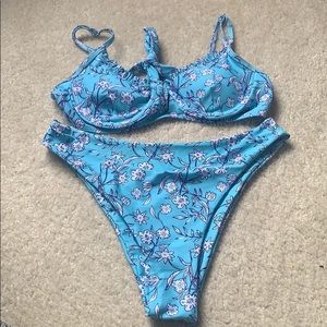 Medium blue floral bikini